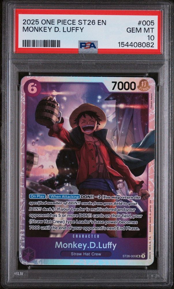 Graded 2025 One Piece Monkey D Luffy #005 Trading Card Game PSA 10 Gem Mint