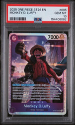Graded 2025 One Piece Monkey D Luffy #005 Trading Card Game PSA 10 Gem Mint
