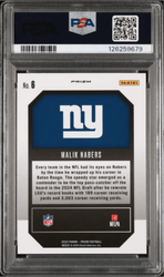 Graded 2024 Panini Prizm Malik Nabers #6 Emergent Green Prizm Rookie RC Football Card PSA 10 Gem Mint (ONLINE ORDER ONLY)