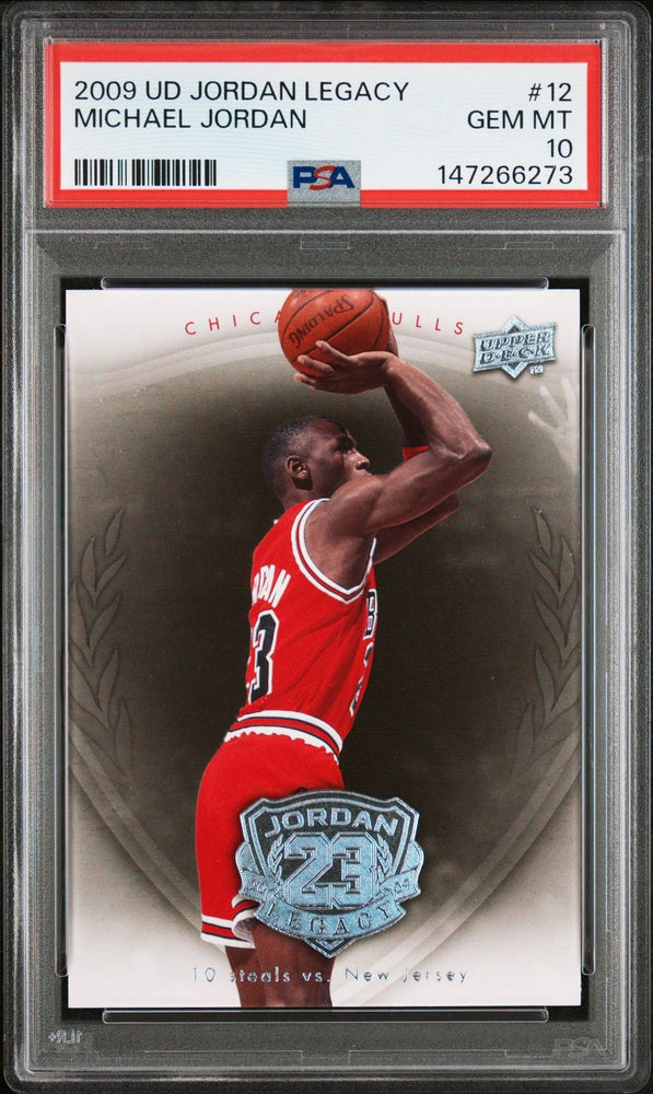 Graded 2009 UD Upper Deck Michael Jordan #12 Legacy Gold 10 Steals Basketball Card PSA 10 Gem Mint