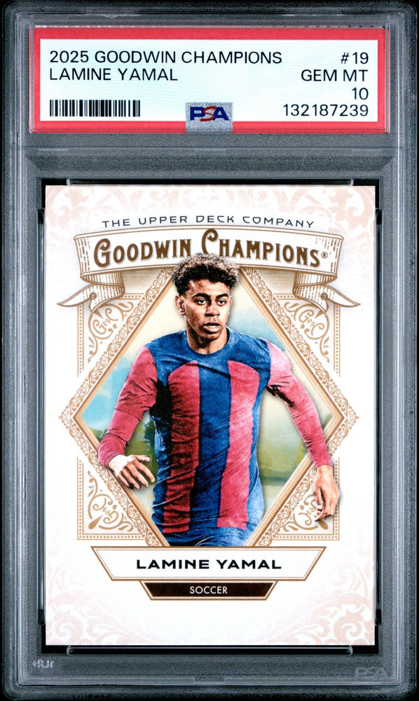 Graded 2025 Upper Deck UD Goodwin Champions Lamine Yamal #19 Soccer Card PSA 10 Gem Mint