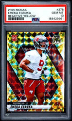 Graded 2025 Panini Mosaic Emeka Egbuka #376 Reactive Yellow Rookie RC Football Card PSA 10 Gem Mint