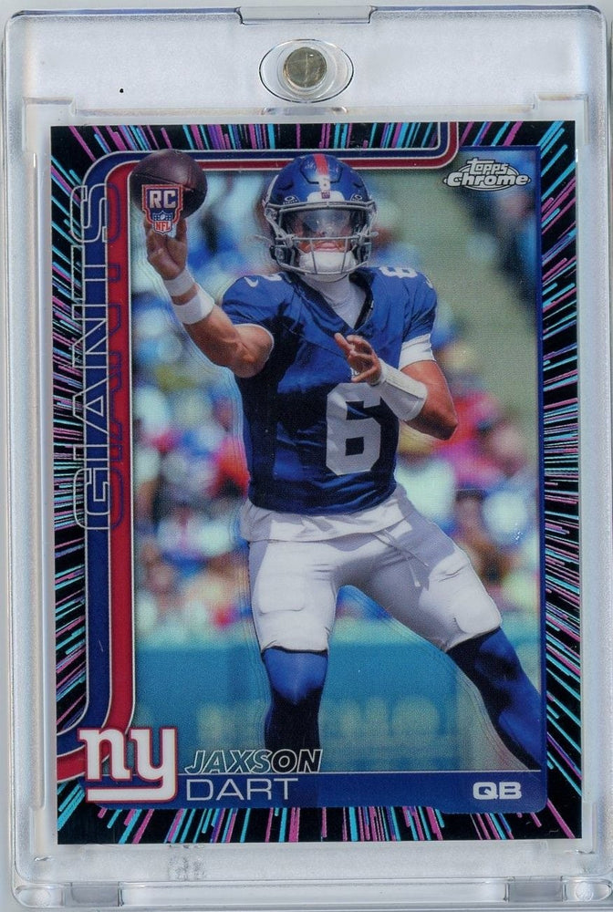 Graded 2025 Topps Chrome Jaxson Dart #306 Neon Pulse Refractor Rookie RC Football Card