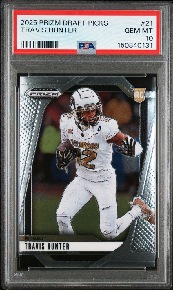 Graded 2025 Panini Prizm Draft Picks Travis Hunter #21 Rookie RC Football Card PSA 10 Gem Mint (ONLINE ORDER ONLY)