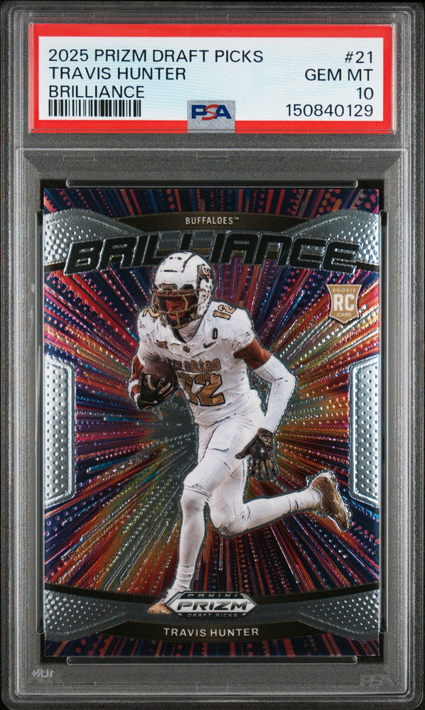 Graded 2025 Panini Prizm Draft Picks Travis Hunter #21 Brilliance Rookie RC Football Card PSA 10 Gem Mint (ONLINE ORDER ONLY)
