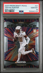 Graded 2025 Panini Prizm Draft Picks Travis Hunter #21 Brilliance Rookie RC Football Card PSA 10 Gem Mint (ONLINE ORDER ONLY)