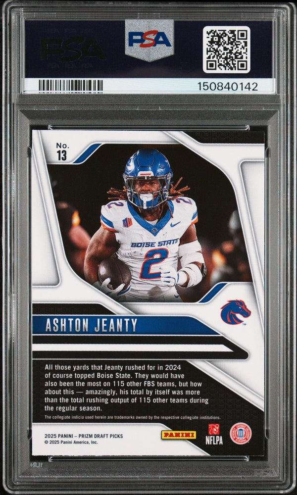 Graded 2025 Panini Prizm Draft Picks Ashton Jeanty #13 Rookie RC Football Card PSA 10 Gem Mint (ONLINE ORDER ONLY)