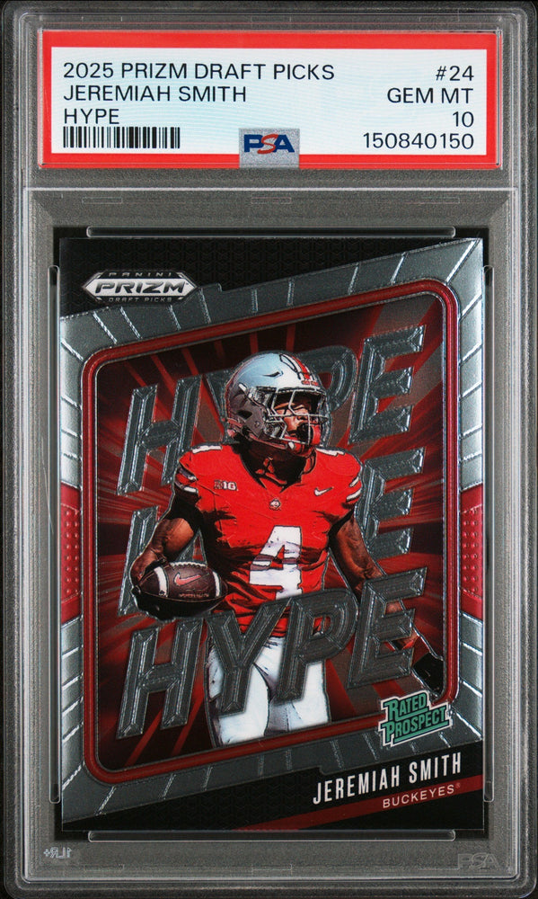 Graded 2025 Panini Prizm Draft Picks Jeremiah Smith #24 Hype Rookie RC Football Card PSA 10 Gem Mint (ONLINE ORDER ONLY)
