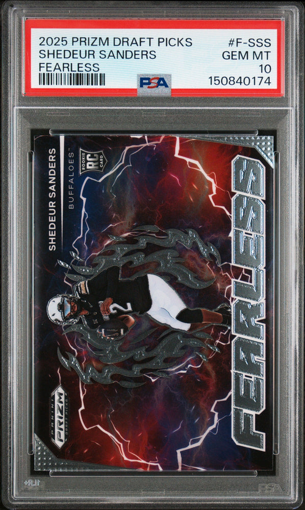 Graded 2025 Panini Prizm Draft Picks Shedeur Sanders #FSSS Fearless Rookie RC Football Card PSA 10 Gem Mint (ONLINE ORDER ONLY)