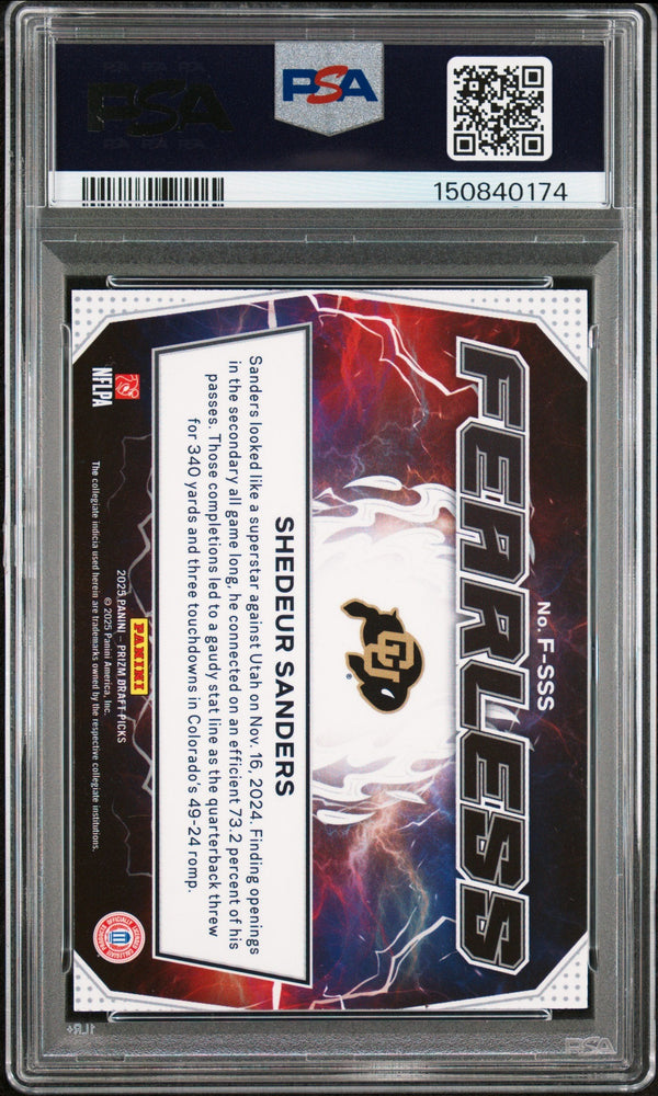 Graded 2025 Panini Prizm Draft Picks Shedeur Sanders #FSSS Fearless Rookie RC Football Card PSA 10 Gem Mint (ONLINE ORDER ONLY)