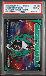 Graded 2025 Panini Prizm Draft Picks Shedeur Sanders #FSSS Fearless Green Rookie RC Football Card PSA 10 Gem Mint (ONLINE ORDER ONLY)