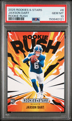 Graded 2025 Panini Rookies & Stars Jaxson Dart #6 Rookie Rush Rookie RC Football Card PSA 10 Gem Mint (ONLINE ORDER ONLY)