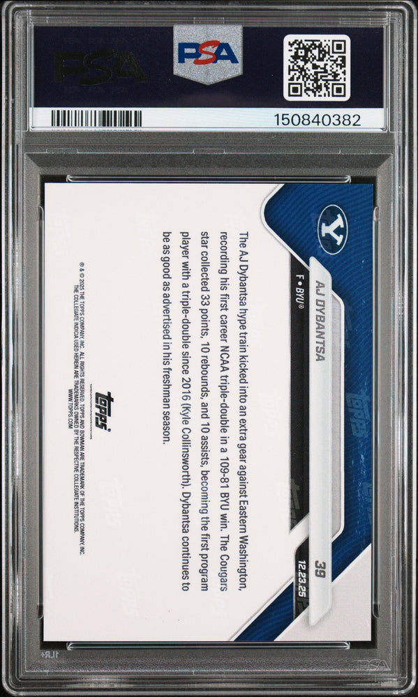 Graded 2025 Topps Bowman U Now AJ Dybantsa #39 Rookie RC Basketball Card PSA 10 Gem Mint (ONLINE ORDER ONLY)