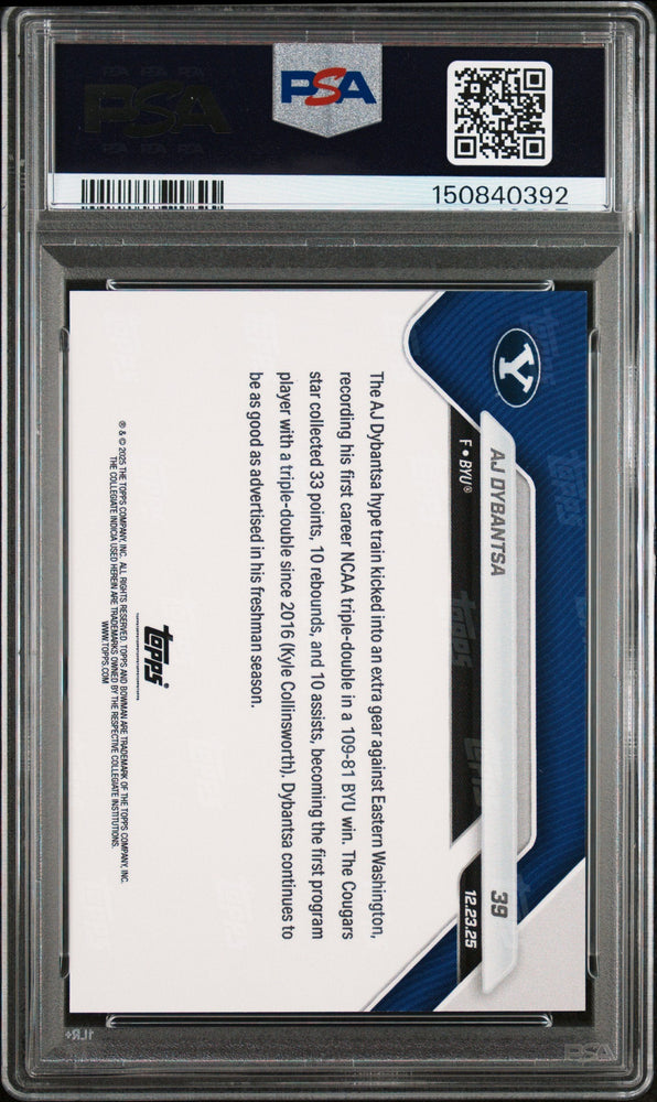Graded 2025 Topps Bowman U Now AJ Dybantsa #39 Rookie RC Basketball Card PSA 9 Mint (ONLINE ORDER ONLY)