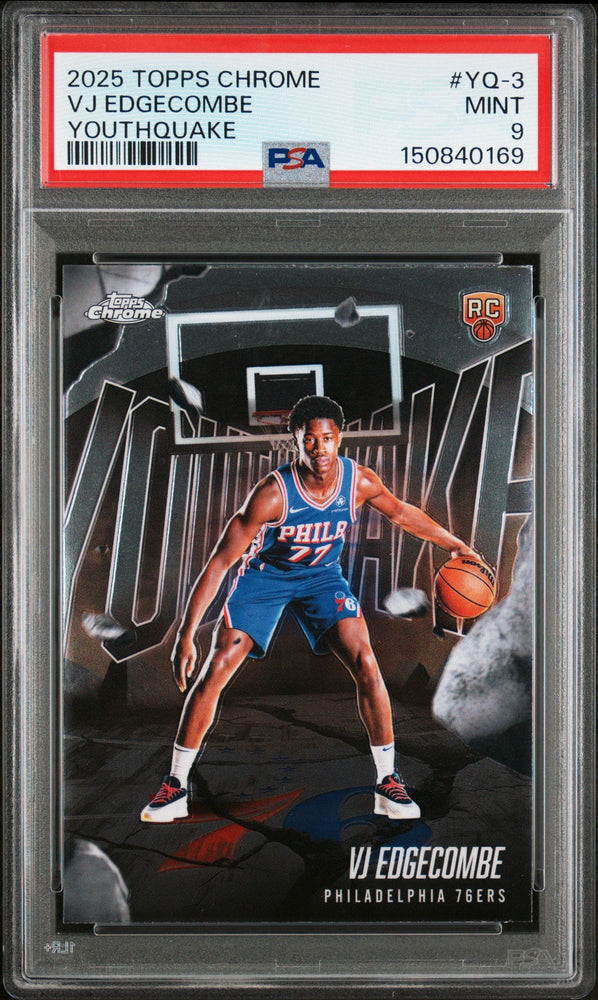 Graded 2025 Topps Chrome VJ Edgecombe #YQ3 Youthquake Rookie RC Basketball Card PSA 9 Mint (ONLINE ORDER ONLY)