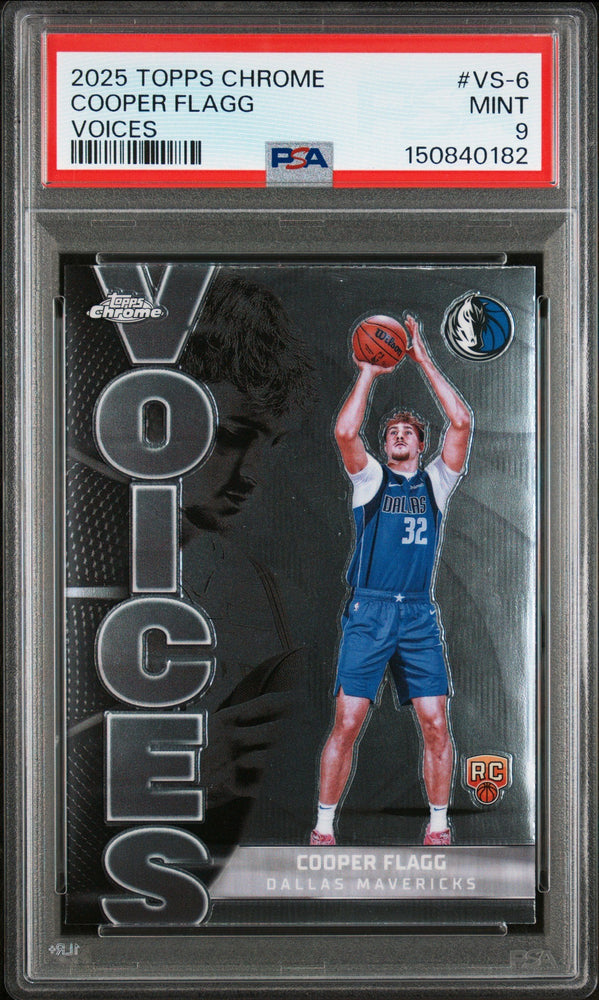 Graded 2025 Topps Chrome Cooper Flagg #VS6 Voices Rookie RC Basketball Card PSA 9 Mint (ONLINE ORDER ONLY)