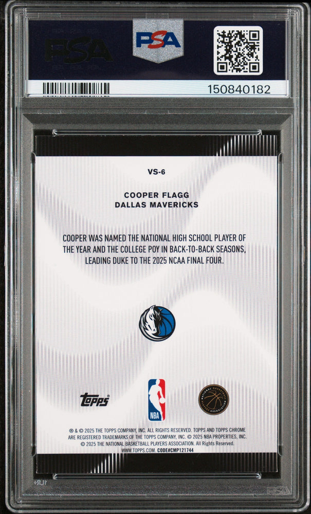 Graded 2025 Topps Chrome Cooper Flagg #VS6 Voices Rookie RC Basketball Card PSA 9 Mint (ONLINE ORDER ONLY)