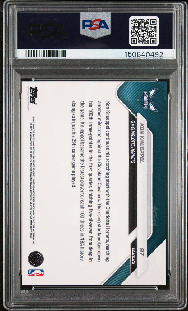Graded 2025 Topps Now Kon Knueppel #97 Rookie RC Basketball Card PSA 9 Mint (ONLINE ORDER ONLY)