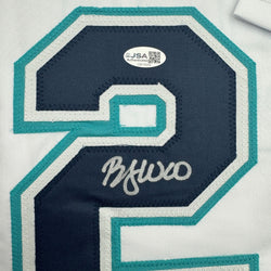 Autographed/Signed Bryan Woo Seattle White Baseball Jersey JSA COA (ONLINE ORDER ONLY)
