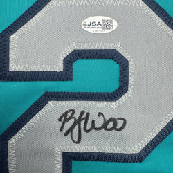 Autographed/Signed Bryan Woo Seattle Teal Baseball Jersey JSA COA (ONLINE ORDER ONLY)