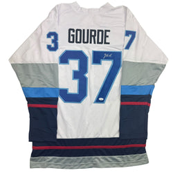 Autographed/Signed Yanni Gourde Seattle White Hockey Jersey JSA COA (ONLINE ORDER ONLY)