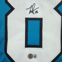 Autographed/Signed Jalen Coker Carolina Blue Football Jersey Beckett BAS COA (ONLINE ORDER ONLY)