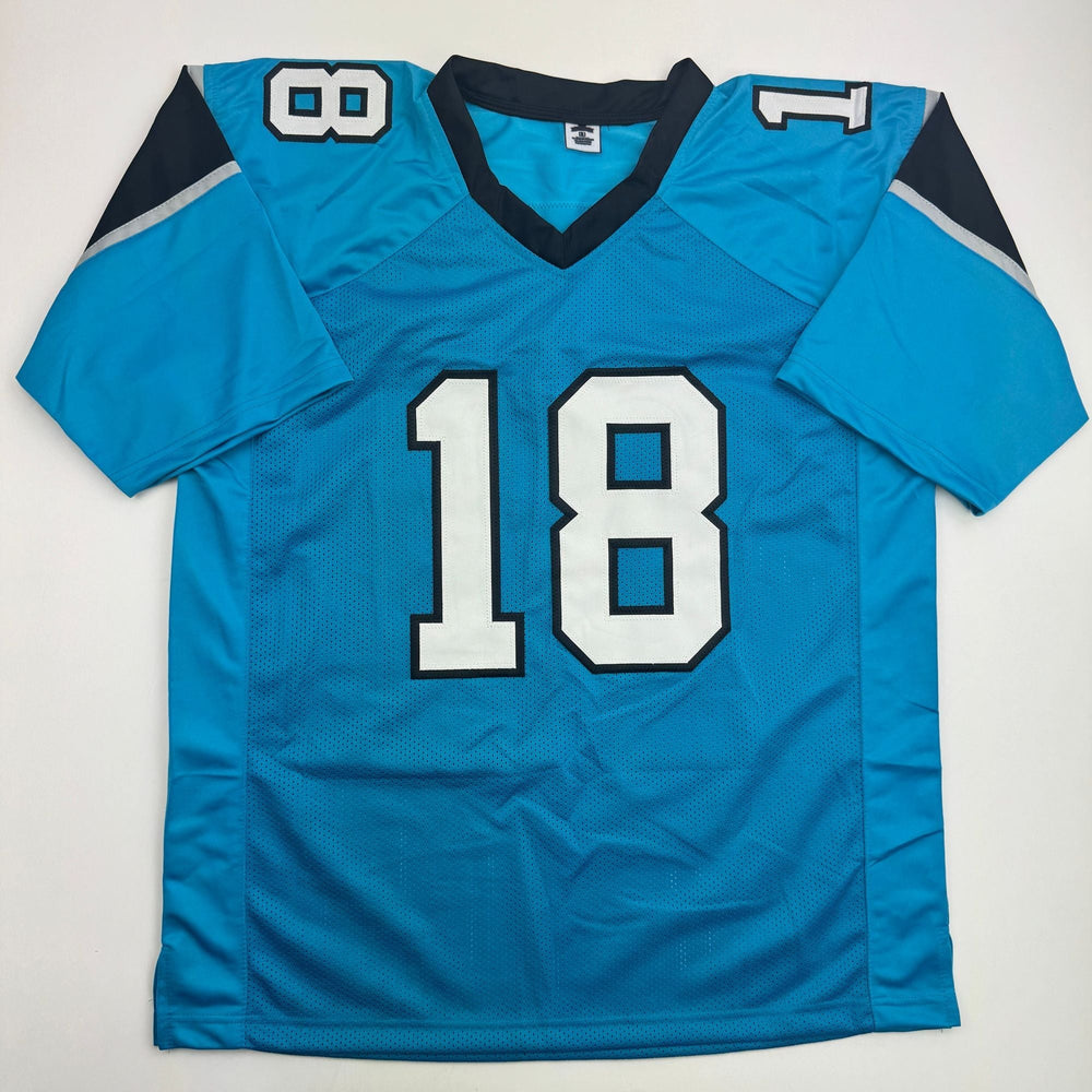 Autographed/Signed Jalen Coker Carolina Blue Football Jersey Beckett BAS COA (ONLINE ORDER ONLY)