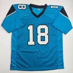 Autographed/Signed Jalen Coker Carolina Blue Football Jersey Beckett BAS COA (ONLINE ORDER ONLY)