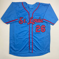 Autographed/Signed J.J. JJ Wetherholt St. Louis Blue Baseball Jersey LCG Prova COA (ONLINE ORDER ONLY)