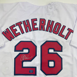 Autographed/Signed J.J. JJ Wetherholt St. Louis White Baseball Jersey LCG Prova COA (ONLINE ORDER ONLY)