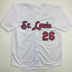 Autographed/Signed J.J. JJ Wetherholt St. Louis White Baseball Jersey LCG Prova COA (ONLINE ORDER ONLY)