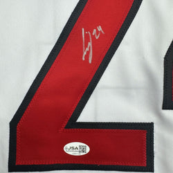 Autographed/Signed Seth Jarvis Carolina White Hockey Jersey JSA COA (ONLINE ORDER ONLY)