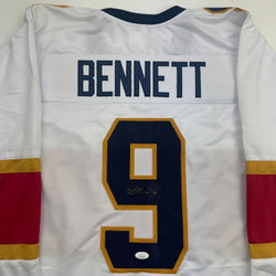 Autographed/Signed Sam Bennett Florida White Hockey Jersey JSA COA (ONLINE ORDER ONLY)