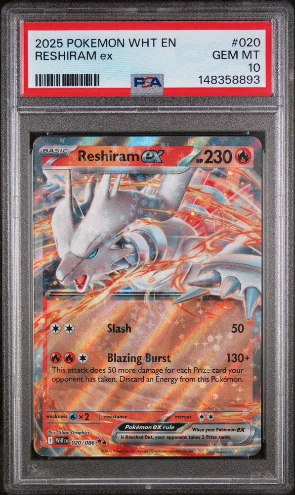 Graded 2025 Pokemon Reshiram ex #020 Trading Card Game PSA 10 Gem Mint (ONLINE ORDER ONLY)