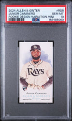 Graded 2024 Topps Allen & Ginter Junior Caminero #RD5 Rookie Design Variation Mini RC Baseball Card PSA 10 Gem Mint (ONLINE ORDER ONLY)
