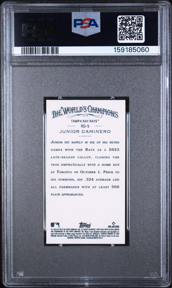 Graded 2024 Topps Allen & Ginter Junior Caminero #RD5 Rookie Design Variation Mini RC Baseball Card PSA 10 Gem Mint (ONLINE ORDER ONLY)
