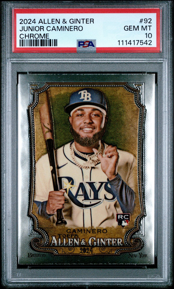Graded 2024 Topps Allen & Ginter Junior Caminero #92 Chrome Rookie RC Baseball Card PSA 10 Gem Mint (ONLINE ORDER ONLY)