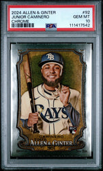 Graded 2024 Topps Allen & Ginter Junior Caminero #92 Chrome Rookie RC Baseball Card PSA 10 Gem Mint (ONLINE ORDER ONLY)