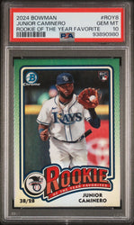 Graded 2024 Topps Bowman Chrome Junior Caminero #ROY8 Rookie of the Year Favorite RC Baseball Card PSA 10 Gem Mint (ONLINE ORDER ONLY)