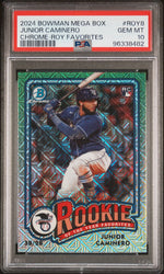 Graded 2024 Topps Bowman Mega Box M/B Junior Caminero #ROY8 Rookie of the Year Favorite RC Baseball Card PSA 10 Gem Mint (ONLINE ORDER ONLY)