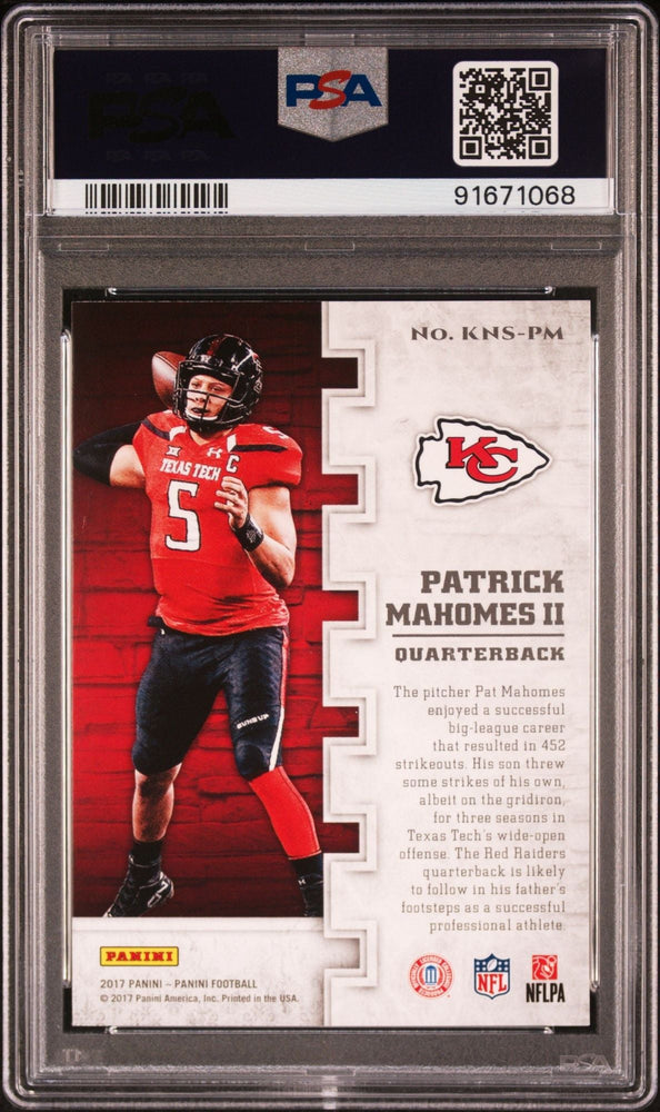 Graded 2017 Panini Patrick Mahomes #PM Knight School Rookie RC Football Card PSA 10 Gem Mint (ONLINE ORDER ONLY)