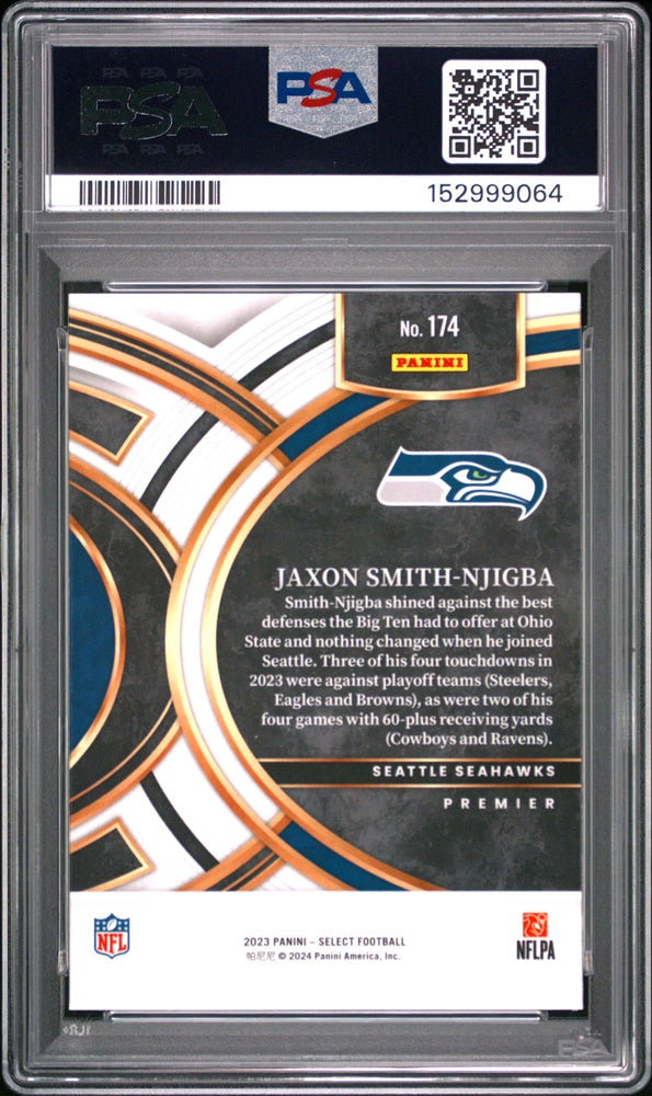 Graded 2023 Panini Select Jaxon Smith Njigba #174 Rookie RC Football Card PSA 10 Gem Mint (ONLINE ORDER ONLY)