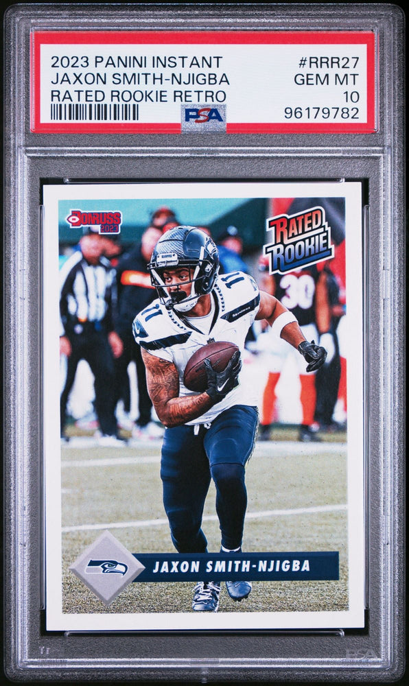 Graded 2023 Panini Instant Jaxon Smith Njigba #RRR27 Rated Rookie Retro RC Football Card PSA 10 Gem Mint (ONLINE ORDER ONLY)