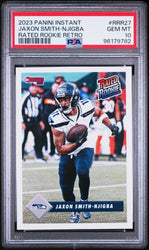 Graded 2023 Panini Instant Jaxon Smith Njigba #RRR27 Rated Rookie Retro RC Football Card PSA 10 Gem Mint (ONLINE ORDER ONLY)