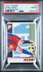 Graded 2010 Panini Lionel Messi #118 FC Barcelona Stickers Soccer Card PSA 10 Gem Mint (ONLINE ORDER ONLY)