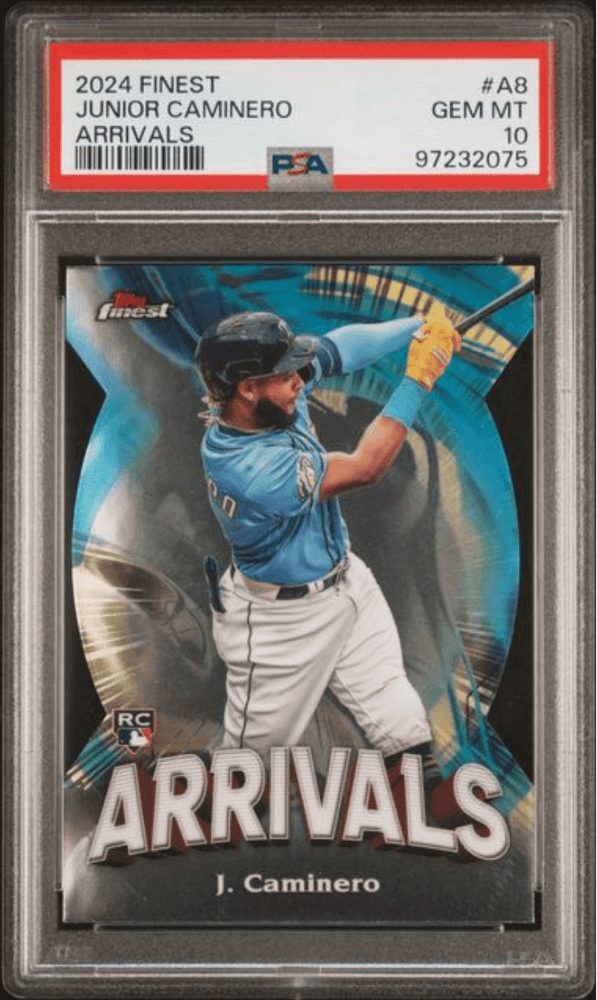 Graded 2024 Topps Finest Junior Caminero #A8 Arrivals Rookie RC Baseball Card PSA 10 Gem Mint (ONLINE ORDER ONLY)