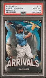 Graded 2024 Topps Finest Junior Caminero #A8 Arrivals Rookie RC Baseball Card PSA 10 Gem Mint (ONLINE ORDER ONLY)