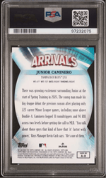 Graded 2024 Topps Finest Junior Caminero #A8 Arrivals Rookie RC Baseball Card PSA 10 Gem Mint (ONLINE ORDER ONLY)