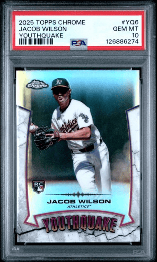 Graded 2025 Topps Chrome Jacob Wilson #YQ6 Youthquake Rookie RC Baseball Card PSA 10 Gem Mint (ONLINE ORDER ONLY)