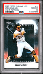 Graded 2025 Topps Chrome Update Jacob Wilson #11 Night Terrors Rookie RC Baseball Card PSA 10 Gem Mint (ONLINE ORDER ONLY)